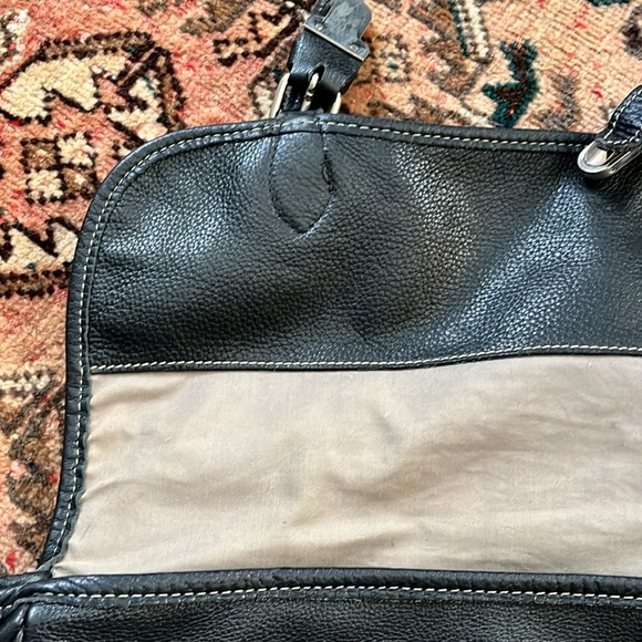 Roots Black Leather Satchel Briefcase School Laptop Bag - Picture 5 of 16